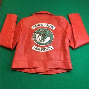 Red Women's Riverdale South Side Serpents Jacket Faux Leather Size (S/M) Cheryl
